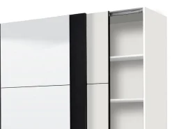 Guardaroba Grande Bianco Nero Appendiabiti 8 Ripiani 217x210h cm, 2 Ante - Prela