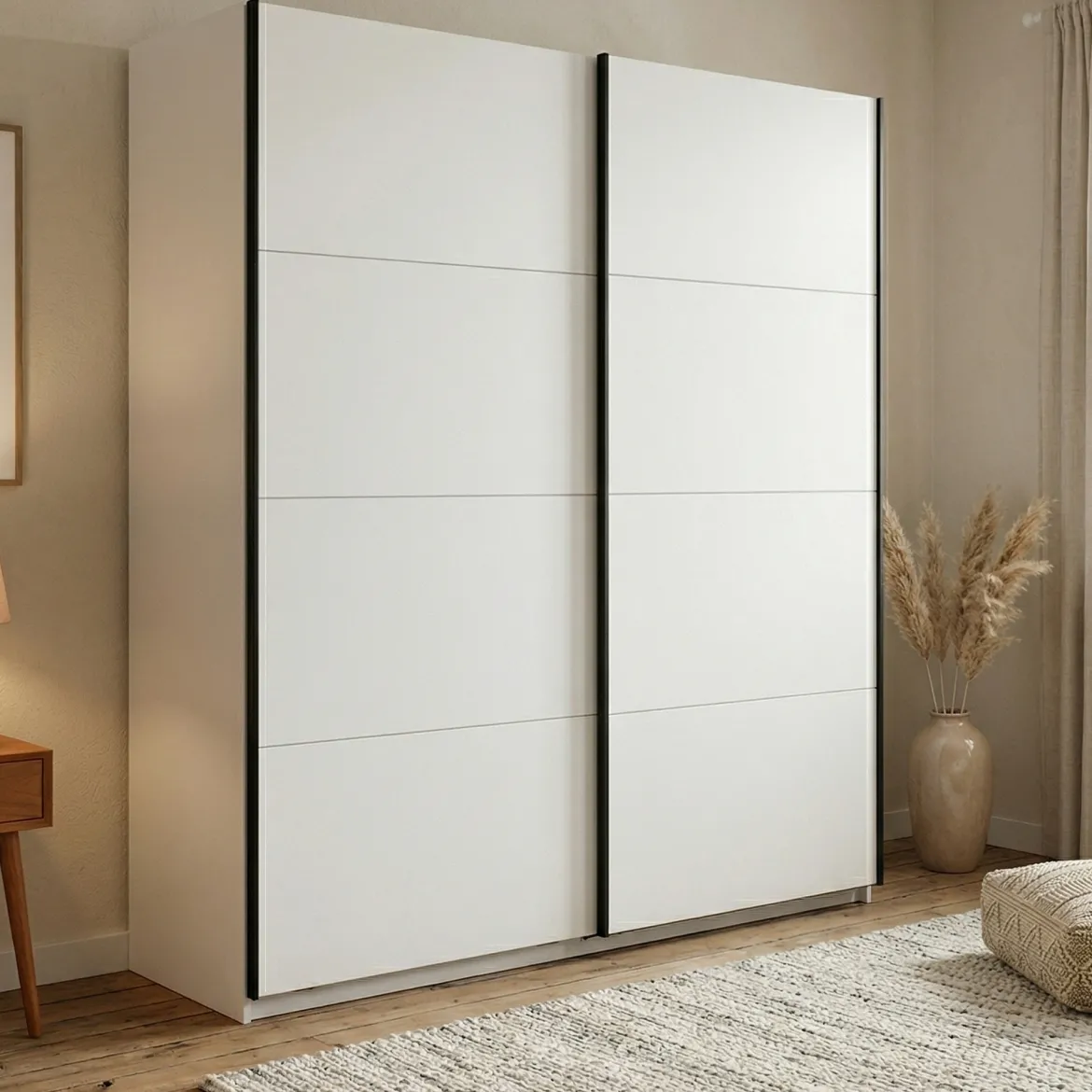 Guardaroba Grande Bianco Opaco 2 Ripiani Appendiabiti 195x218h cm, 2 Ante - Cariano