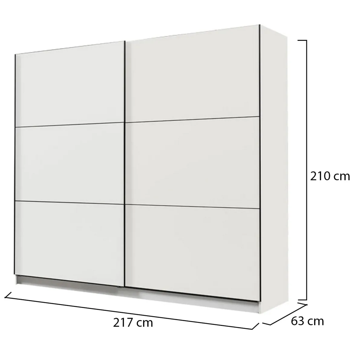 Guardaroba Grande Bianco Opaco 8 Ripiani Appendiabiti 217x210h cm, 2 Ante - Piateda