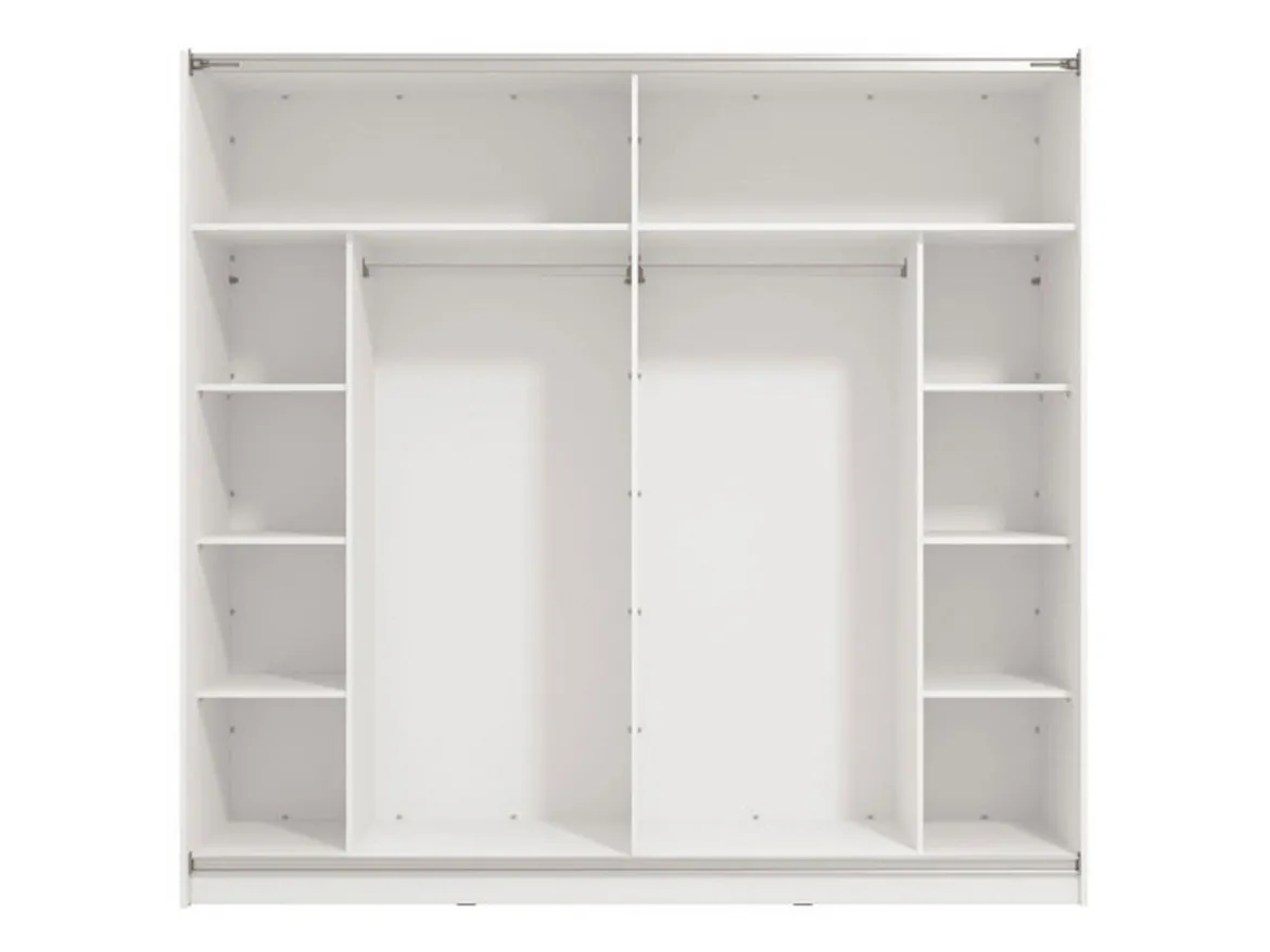 Guardaroba Grande Bianco Opaco 8 Ripiani Appendiabiti 217x210h cm, 2 Ante - Piateda