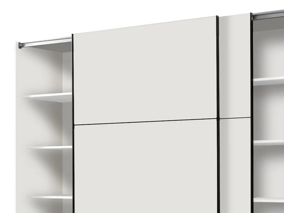 Guardaroba Grande Bianco Opaco 8 Ripiani Appendiabiti 217x210h cm, 2 Ante - Piateda