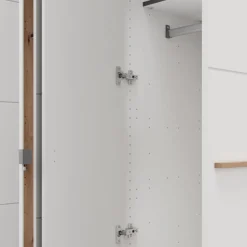 Guardaroba Grande Bianco Opaco Marrone Rovere Nodi 2 Cassetti 2 Ripiani 155x208h cm, Appendiabiti - Sayul