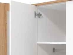 Guardaroba Grande Bianco Opaco Marrone Rovere Nodi Appendiabiti 6 Ripiani 262.5x224h cm, 3 Ante - Carasco