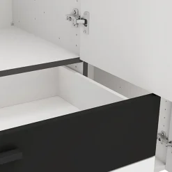 Guardaroba Grande Bianco Opaco Nero 6 Ripiani 2 Cassetti 155x208h cm, Appendiabiti - Watamu