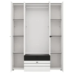 Guardaroba Grande Bianco Opaco Nero 6 Ripiani 2 Cassetti 155x208h cm, Appendiabiti - Watamu