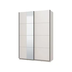 Guardaroba Grande Bianco Opaco Nero Appendiabiti 2 Ripiani 145.5x217.5h cm, Apertura Scorrevole - Pasturo