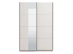 Guardaroba Grande Bianco Opaco Nero Appendiabiti 2 Ripiani 145.5x217.5h cm, Apertura Scorrevole - Tredozio