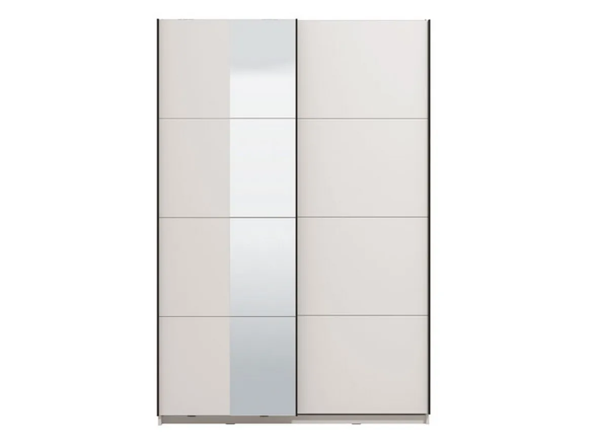 Guardaroba Grande Bianco Opaco Nero Appendiabiti 2 Ripiani 145.5x217.5h cm, Apertura Scorrevole - Tredozio