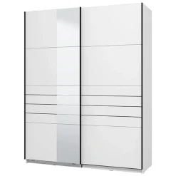 Guardaroba Grande Bianco Opaco Nero Appendiabiti 2 Ripiani 145.5x217.5h cm, Apertura Scorrevole - Vialone