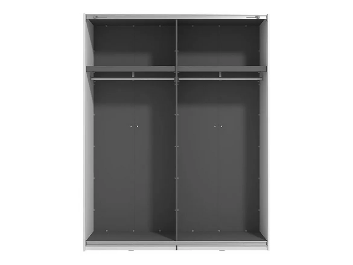 Guardaroba Grande Bianco Opaco Nero Appendiabiti 2 Ripiani 155x208h cm, 4 Vani - Soris
