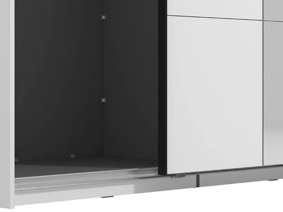 Guardaroba Grande Bianco Opaco Nero Appendiabiti 2 Ripiani 155x208h cm, 4 Vani - Soris