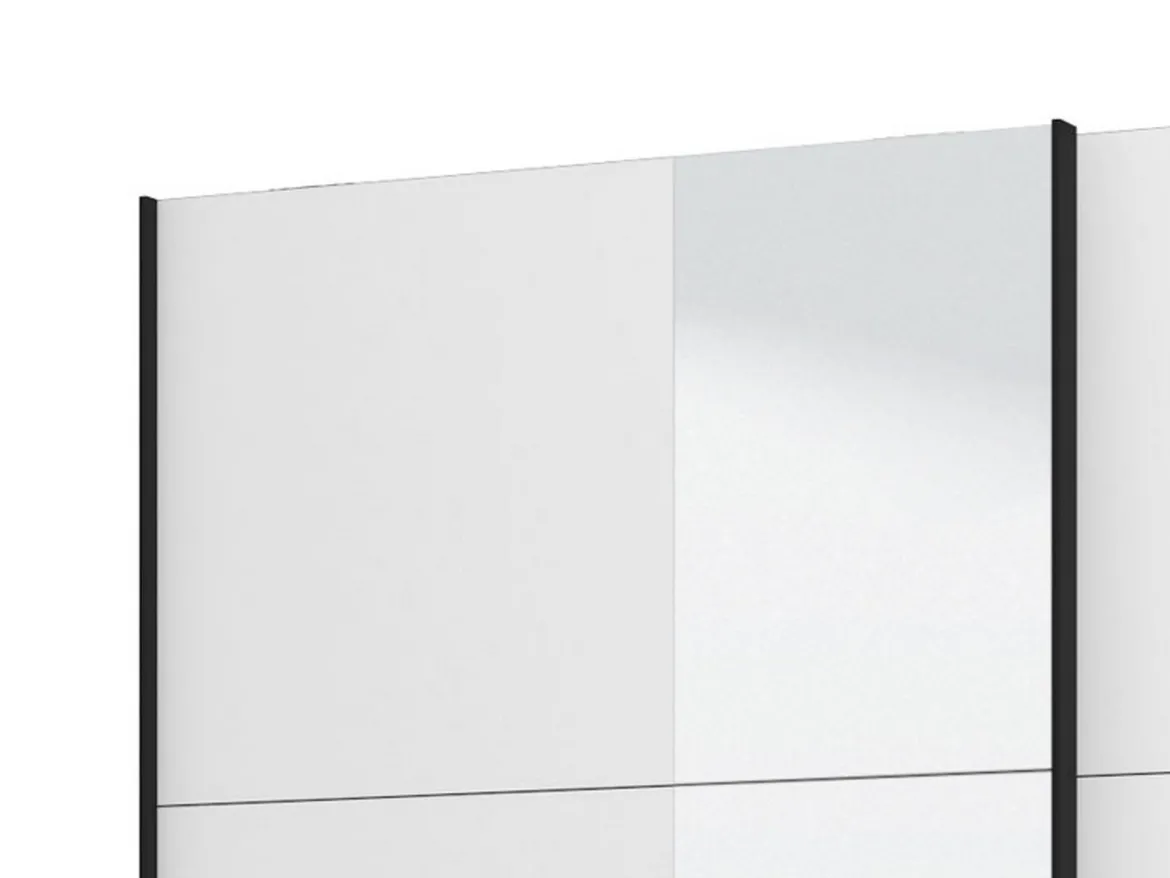Guardaroba Grande Bianco Opaco Nero Appendiabiti 2 Ripiani 145.5x217.5h cm, Apertura Scorrevole - Vialone