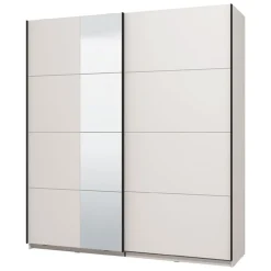 Guardaroba Grande Bianco Opaco Nero Appendiabiti 2 Ripiani 195x217.5h cm, Apertura Scorrevole - Porlezza