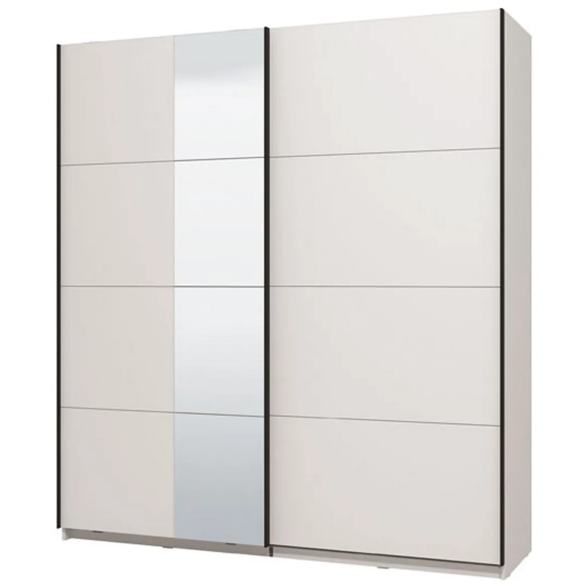 Guardaroba Grande Bianco Opaco Nero Appendiabiti 2 Ripiani 195x217.5h cm, Apertura Scorrevole - Siri