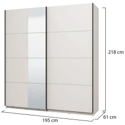 Guardaroba Grande Bianco Opaco Nero Appendiabiti 2 Ripiani 195x217.5h cm, Apertura Scorrevole - Siri