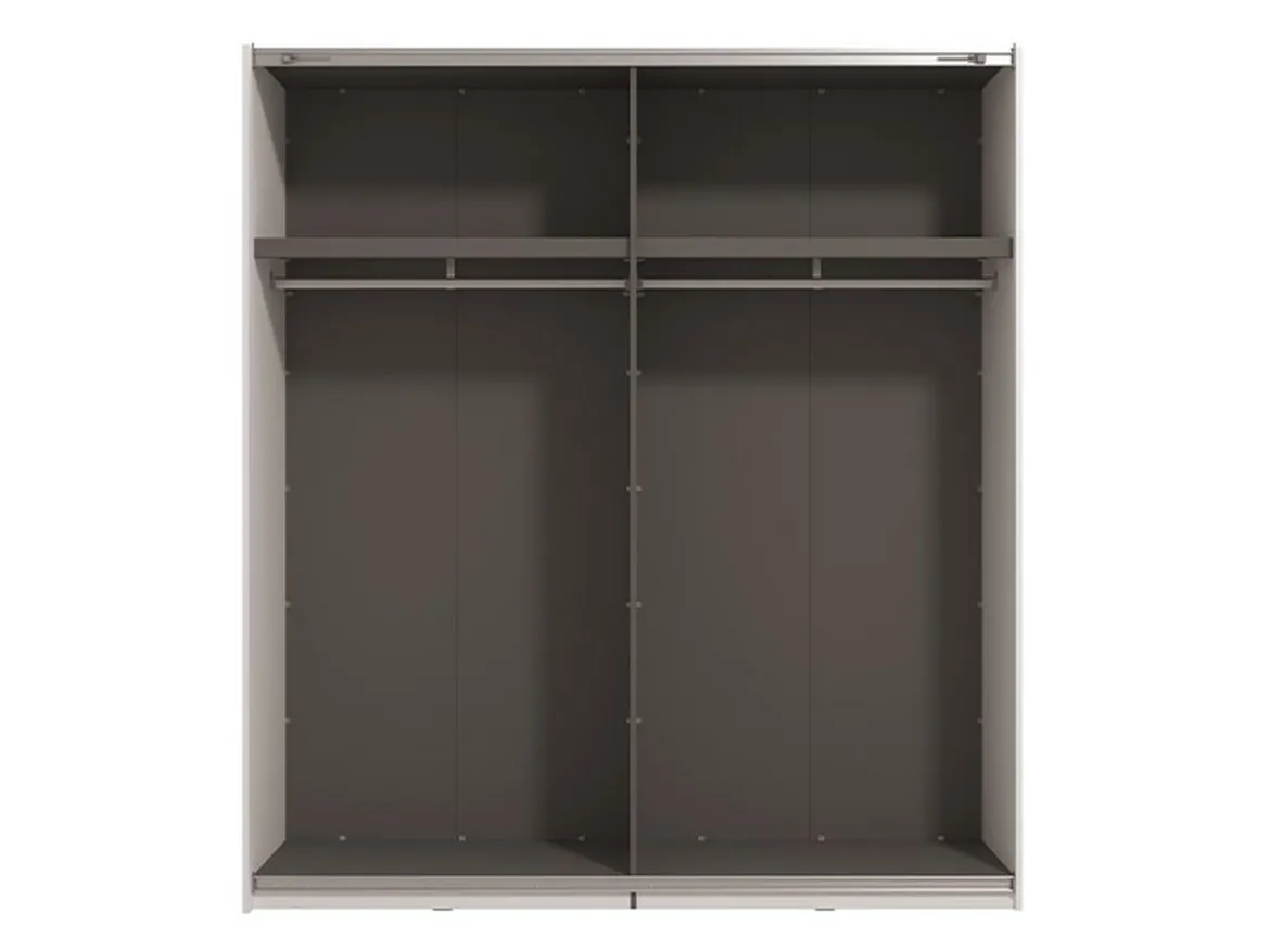 Guardaroba Grande Bianco Opaco Nero Appendiabiti 2 Ripiani 195x217.5h cm, Apertura Scorrevole - Siri