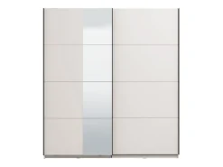 Guardaroba Grande Bianco Opaco Nero Appendiabiti 2 Ripiani 195x217.5h cm, Apertura Scorrevole - Siri