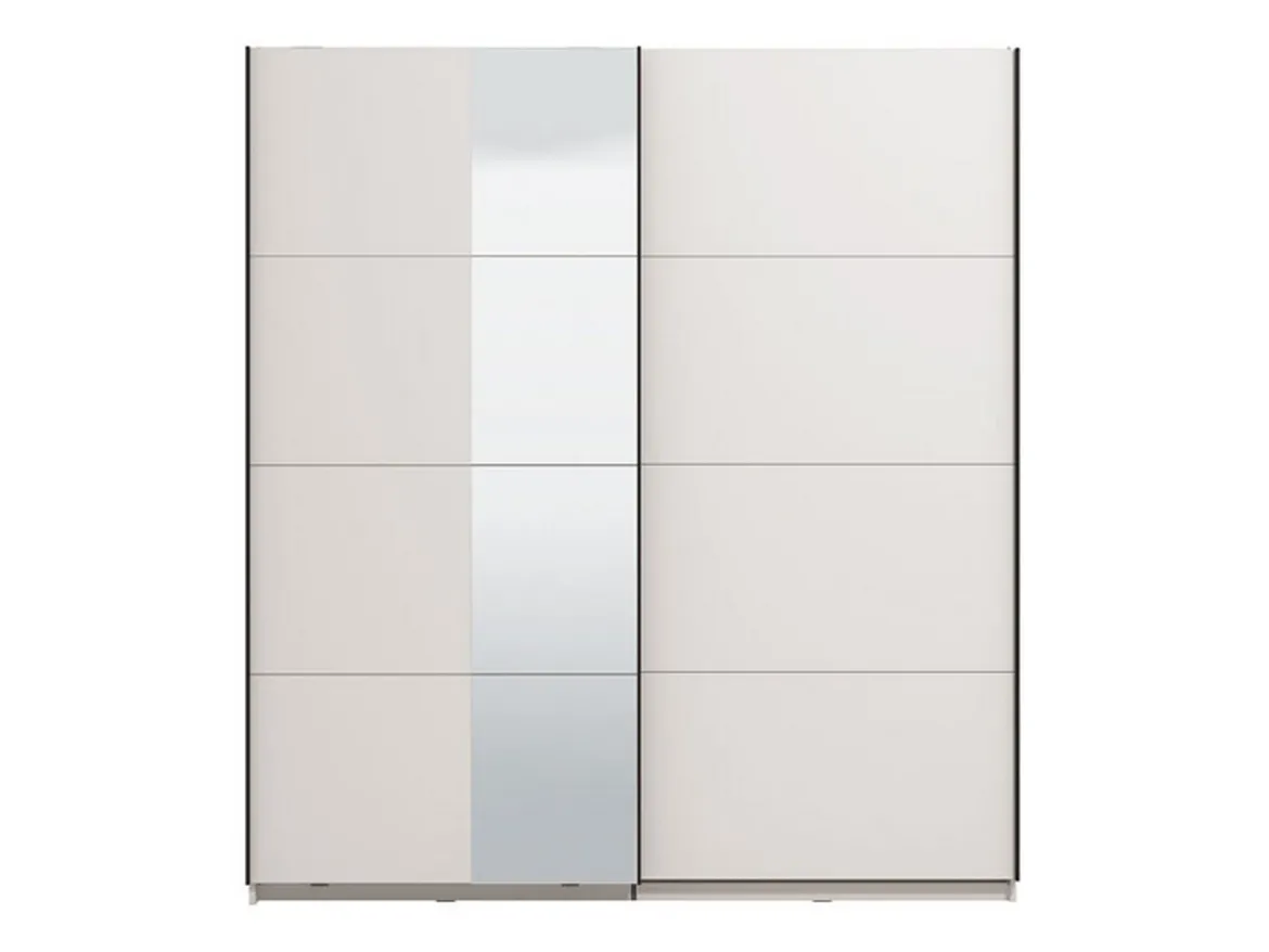 Guardaroba Grande Bianco Opaco Nero Appendiabiti 2 Ripiani 195x217.5h cm, Apertura Scorrevole - Siri