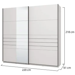 Guardaroba Grande Bianco Opaco Nero Appendiabiti 2 Ripiani 245x217.5h cm, Apertura Scorrevole - Peio