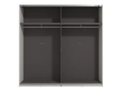 Guardaroba Grande Bianco Opaco Nero Appendiabiti 2 Ripiani 245x217.5h cm, Apertura Scorrevole - Peio