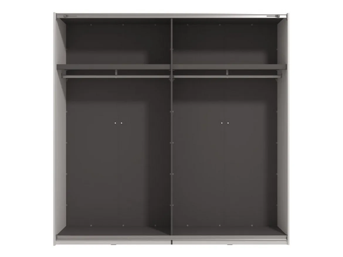 Guardaroba Grande Bianco Opaco Nero Appendiabiti 2 Ripiani 245x217.5h cm, Apertura Scorrevole - Peio
