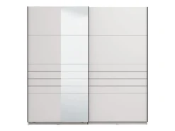 Guardaroba Grande Bianco Opaco Nero Appendiabiti 2 Ripiani 245x217.5h cm, Apertura Scorrevole - Peio