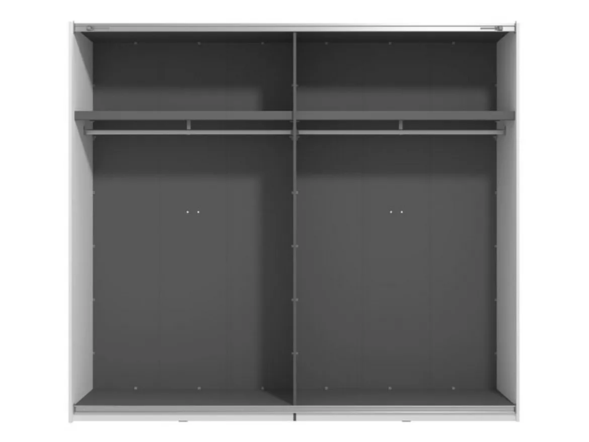 Guardaroba Grande Bianco Opaco Nero Appendiabiti 2 Ripiani 267x217h cm, Apertura Scorrevole - Tures