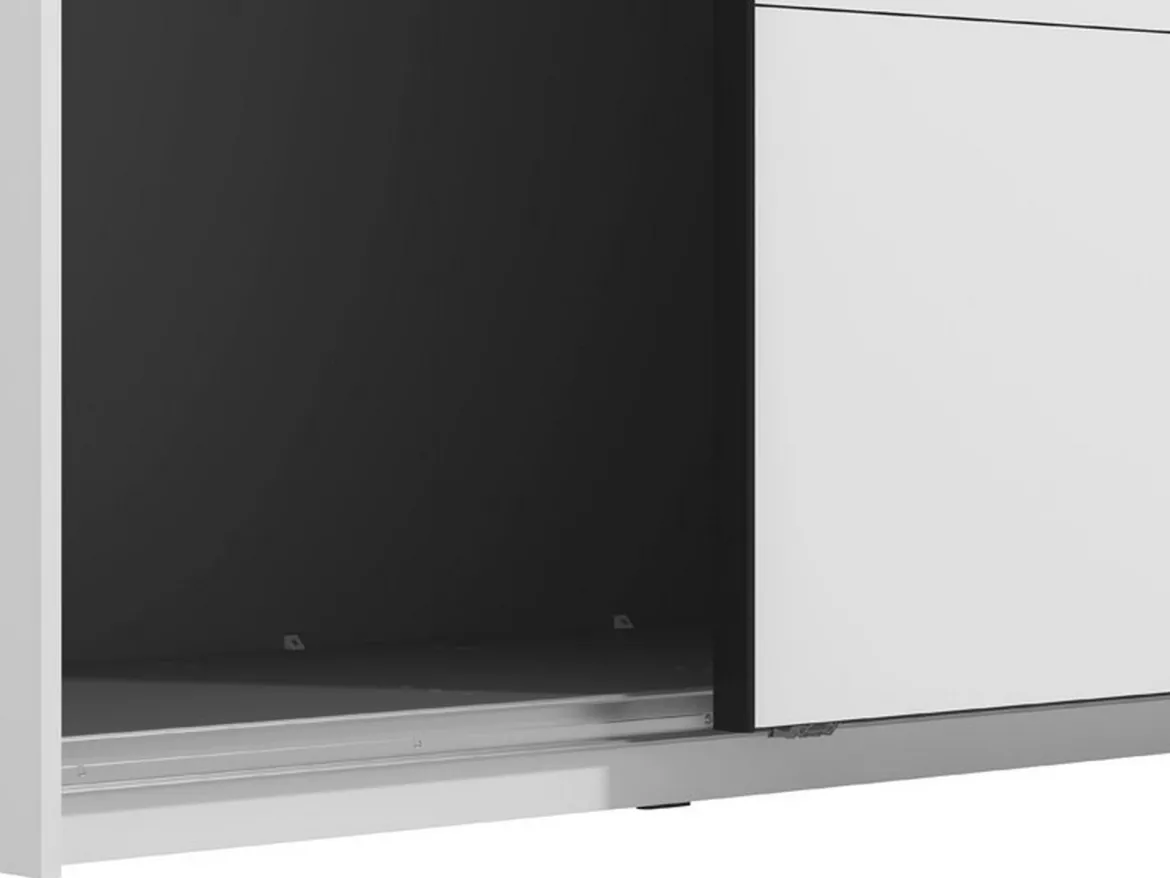 Guardaroba Grande Bianco Opaco Nero Appendiabiti 2 Ripiani 267x217h cm, Apertura Scorrevole - Tures