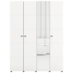 Guardaroba Grande Bianco Opaco Nero Appendiabiti 4 Ripiani 155x208h cm, 6 Vani - Ifrane