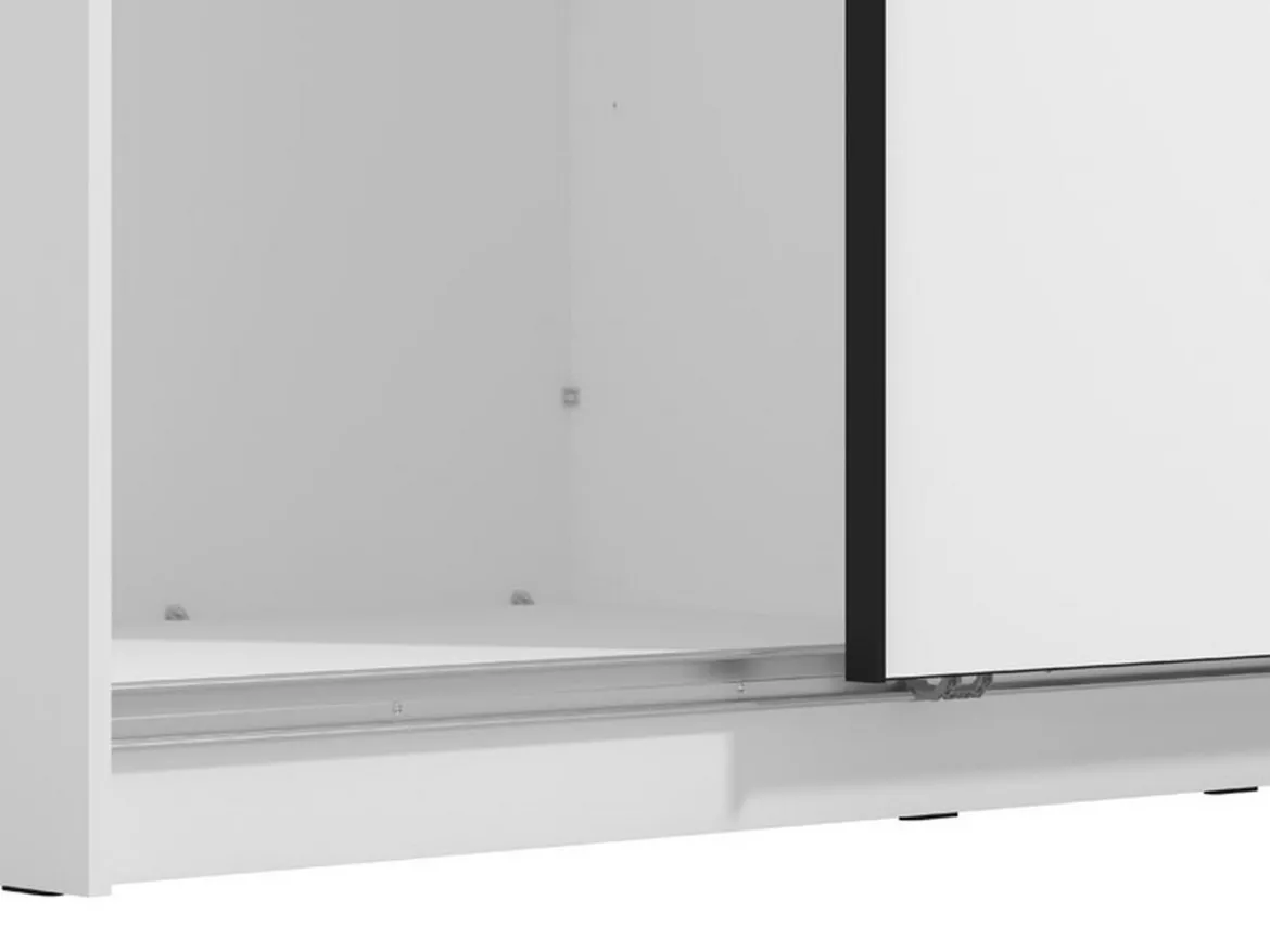 Guardaroba Grande Bianco Opaco Nero Appendiabiti 5 Ripiani 205x215.5h cm, 8 Vani - Orero