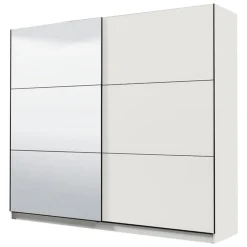 Guardaroba Grande Bianco Opaco Nero Appendiabiti 8 Ripiani 217x210h cm, Apertura Scorrevole - Soncino