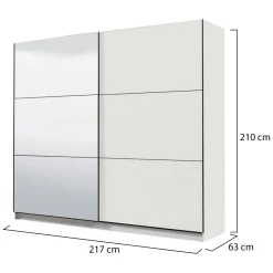 Guardaroba Grande Bianco Opaco Nero Appendiabiti 8 Ripiani 251x215.5h cm, 12 Vani - Pedavena