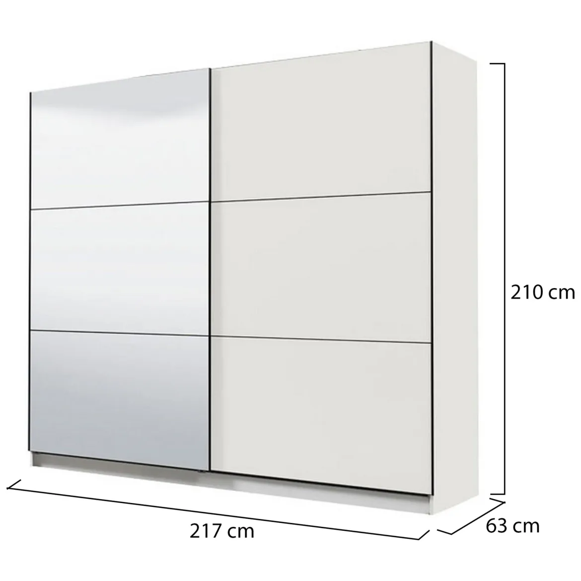 Guardaroba Grande Bianco Opaco Nero Appendiabiti 8 Ripiani 251x215.5h cm, 12 Vani - Pedavena