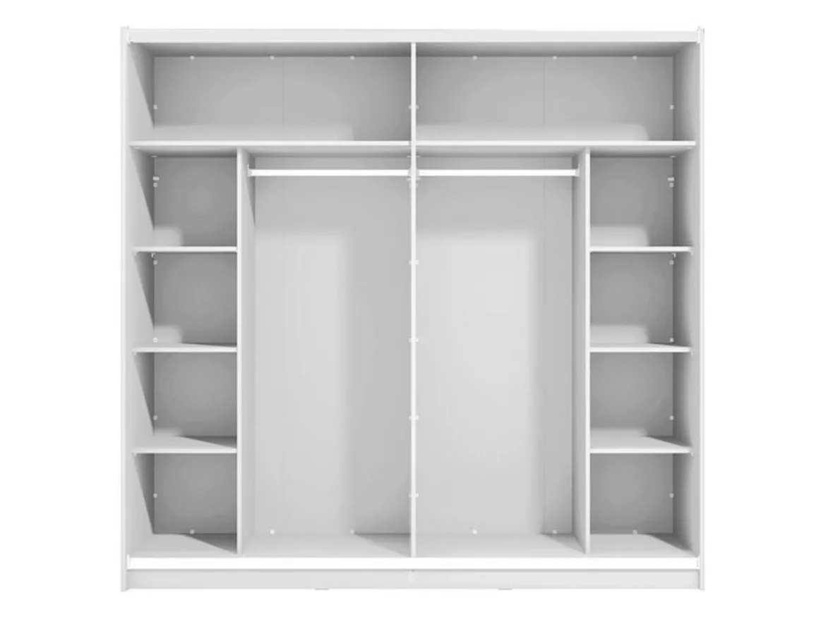 Guardaroba Grande Bianco Opaco Nero Appendiabiti 8 Ripiani 251x215.5h cm, 12 Vani - Pedavena