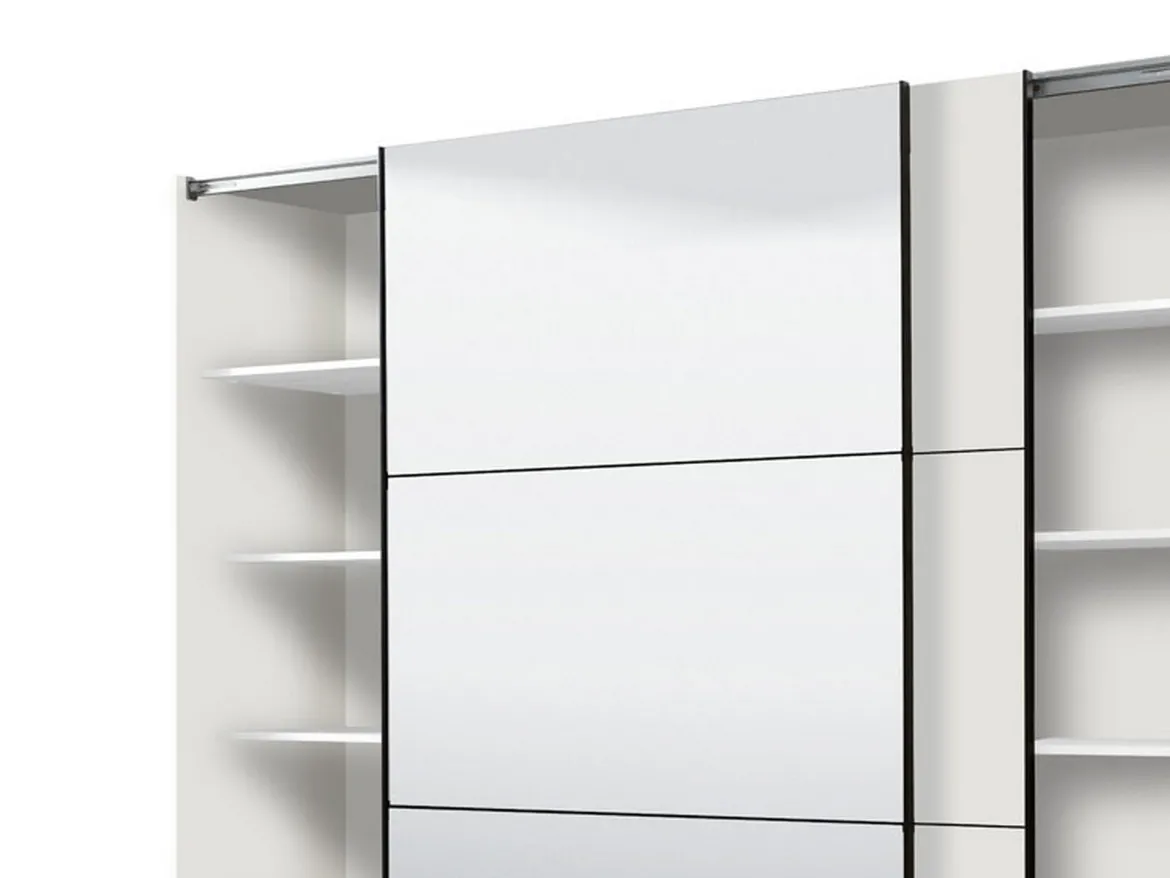 Guardaroba Grande Bianco Opaco Nero Appendiabiti 8 Ripiani 251x215.5h cm, 12 Vani - Pedavena