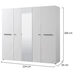 Guardaroba Grande Bianco Opaco Trasparente Appendiabiti 6 Ripiani 262.5x224h cm, Apertura Scorrevole - Carasco