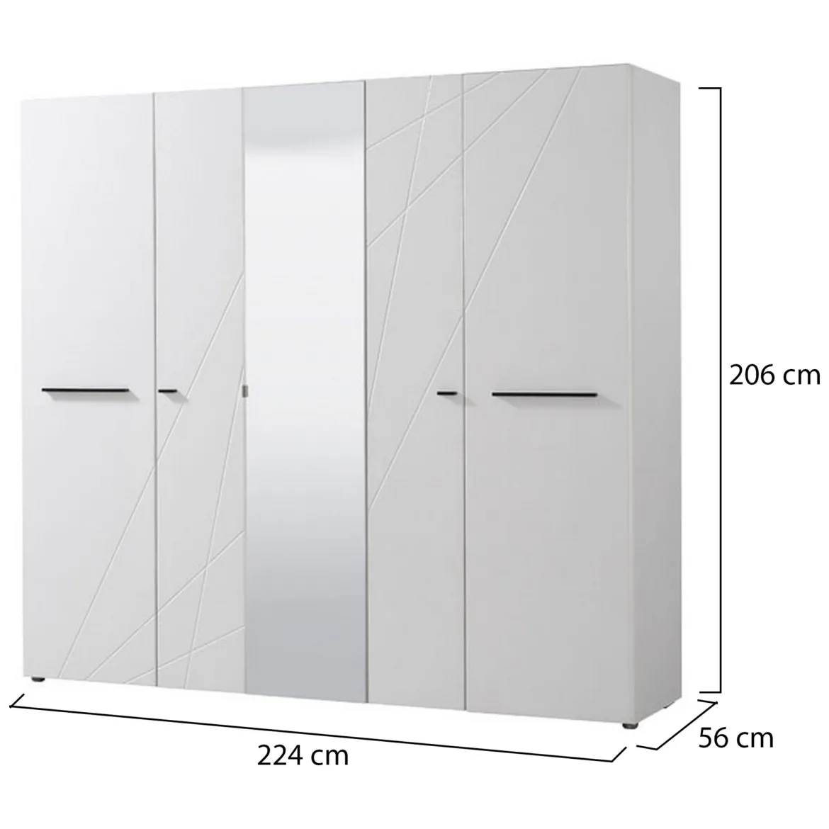 Guardaroba Grande Bianco Opaco Trasparente Appendiabiti 6 Ripiani 262.5x224h cm, Apertura Scorrevole - Carasco