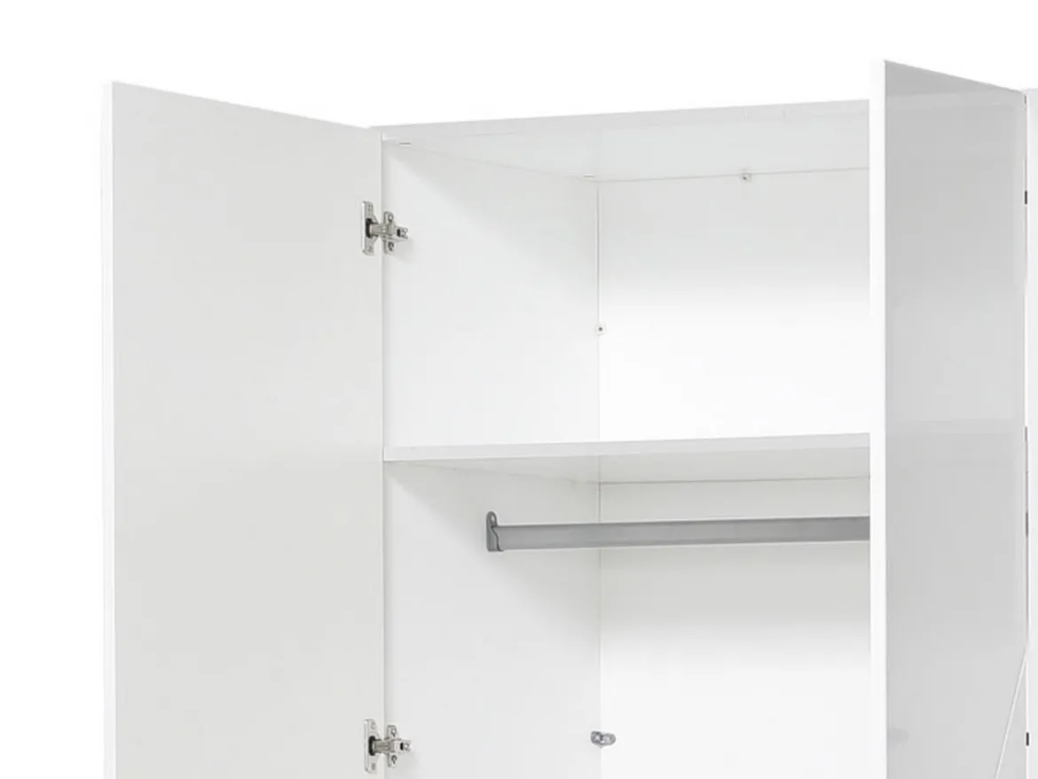 Guardaroba Grande Bianco Opaco Trasparente Appendiabiti 6 Ripiani 262.5x224h cm, Apertura Scorrevole - Carasco