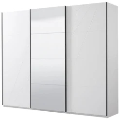 Guardaroba Grande Bianco Opaco Trasparente Appendiabiti 6 Ripiani 262.5x224h cm, Apertura Scorrevole - Rutino