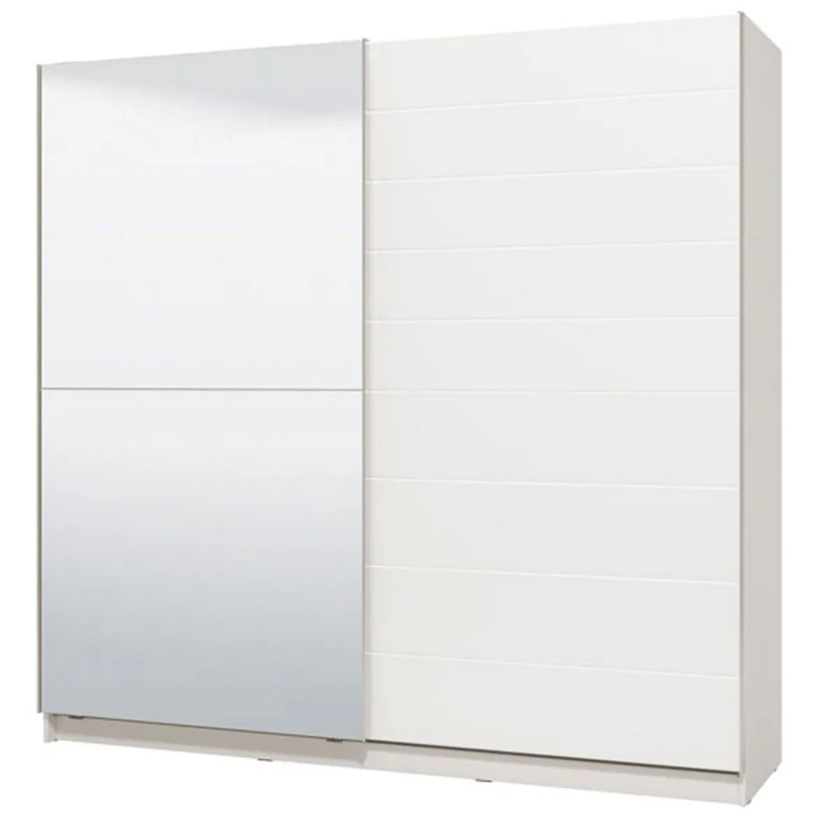 Guardaroba Grande Bianco Opaco Trasparente Appendiabiti 8 Ripiani 217x210h cm, Apertura Scorrevole - Valsinni