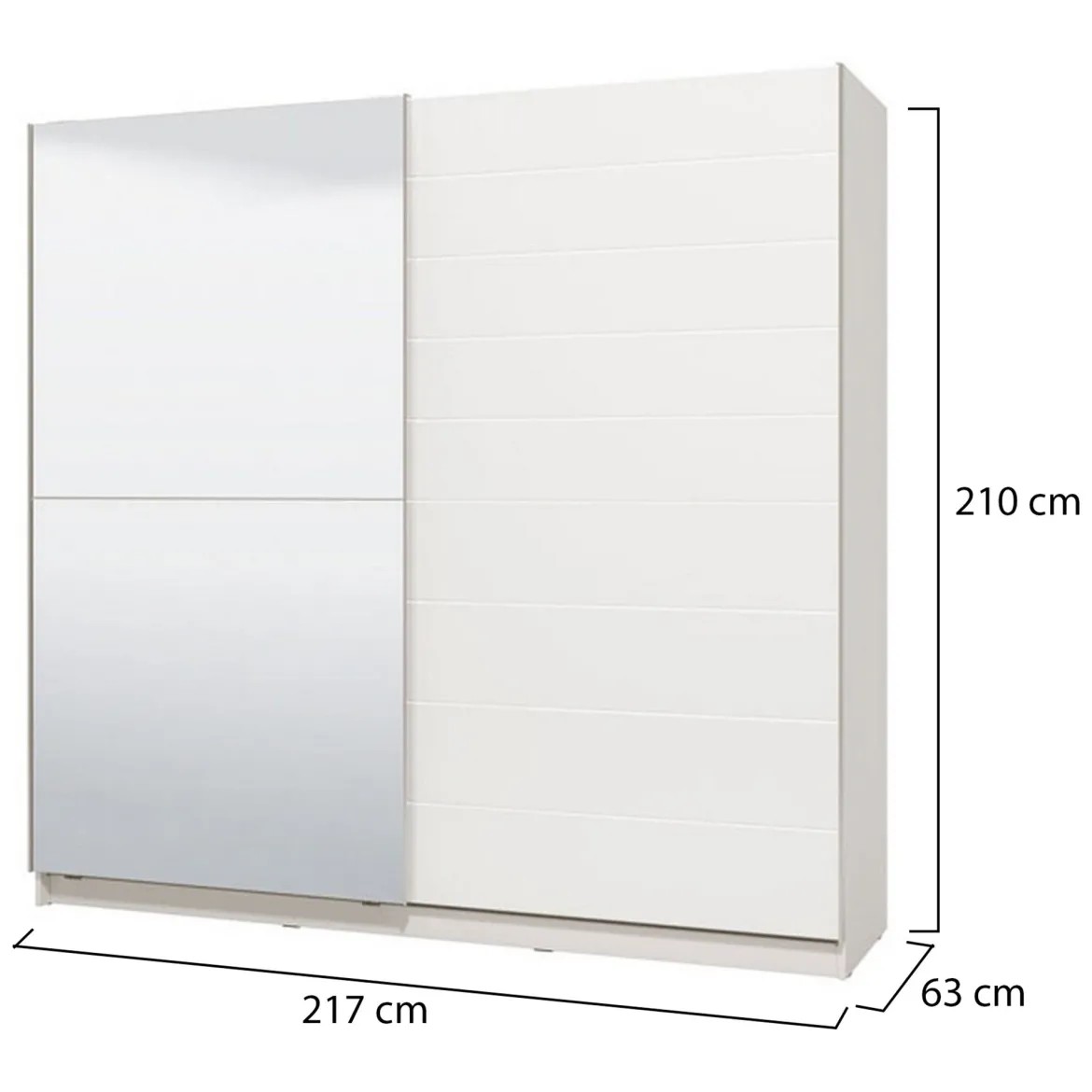 Guardaroba Grande Bianco Opaco Trasparente Appendiabiti 8 Ripiani 217x210h cm, Apertura Scorrevole - Valsinni
