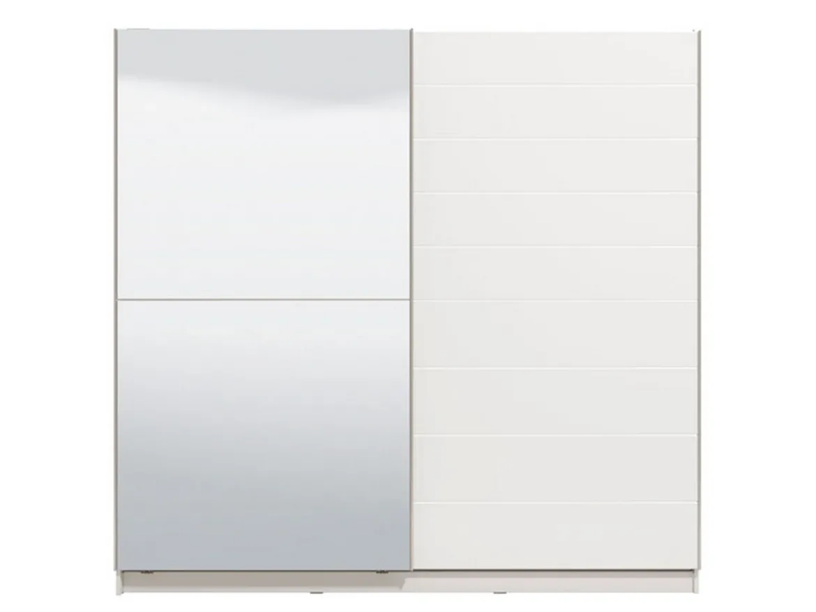 Guardaroba Grande Bianco Opaco Trasparente Appendiabiti 8 Ripiani 217x210h cm, Apertura Scorrevole - Valsinni