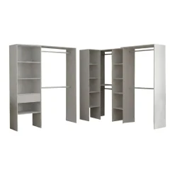 Guardaroba Grande Bianco 13 Ripiani Appendiabiti 369x187h cm, Modulabile - Comano