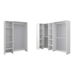 Guardaroba Grande Bianco 13 Ripiani Appendiabiti 369x187h cm, Modulabile - Comano