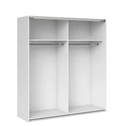 Guardaroba Grande Bianco 2 Ripiani Appendiabiti 182x200h cm, 4 Vani - Neive