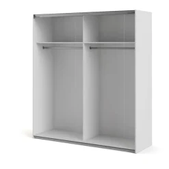 Guardaroba Grande Bianco 2 Ripiani Appendiabiti 182x200h cm, 4 Vani - Neive