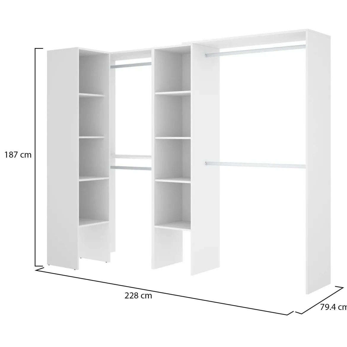 Guardaroba grande classico bianco 228x187h cm - Antilope