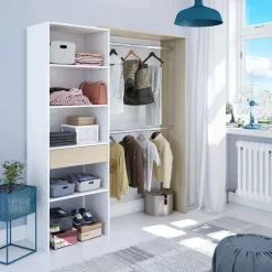 Guardaroba grande classico bianco e rovere 158x187h cm - Amico