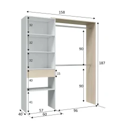Guardaroba grande classico bianco e rovere 158x187h cm - Amico