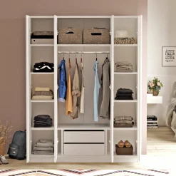 Guardaroba grande con appendiabiti bianco 138x183h cm - Phet